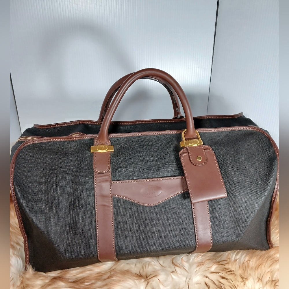 Dunhill Duffle Dark Chocolate Boston Brown Canvas Weekend/Travel